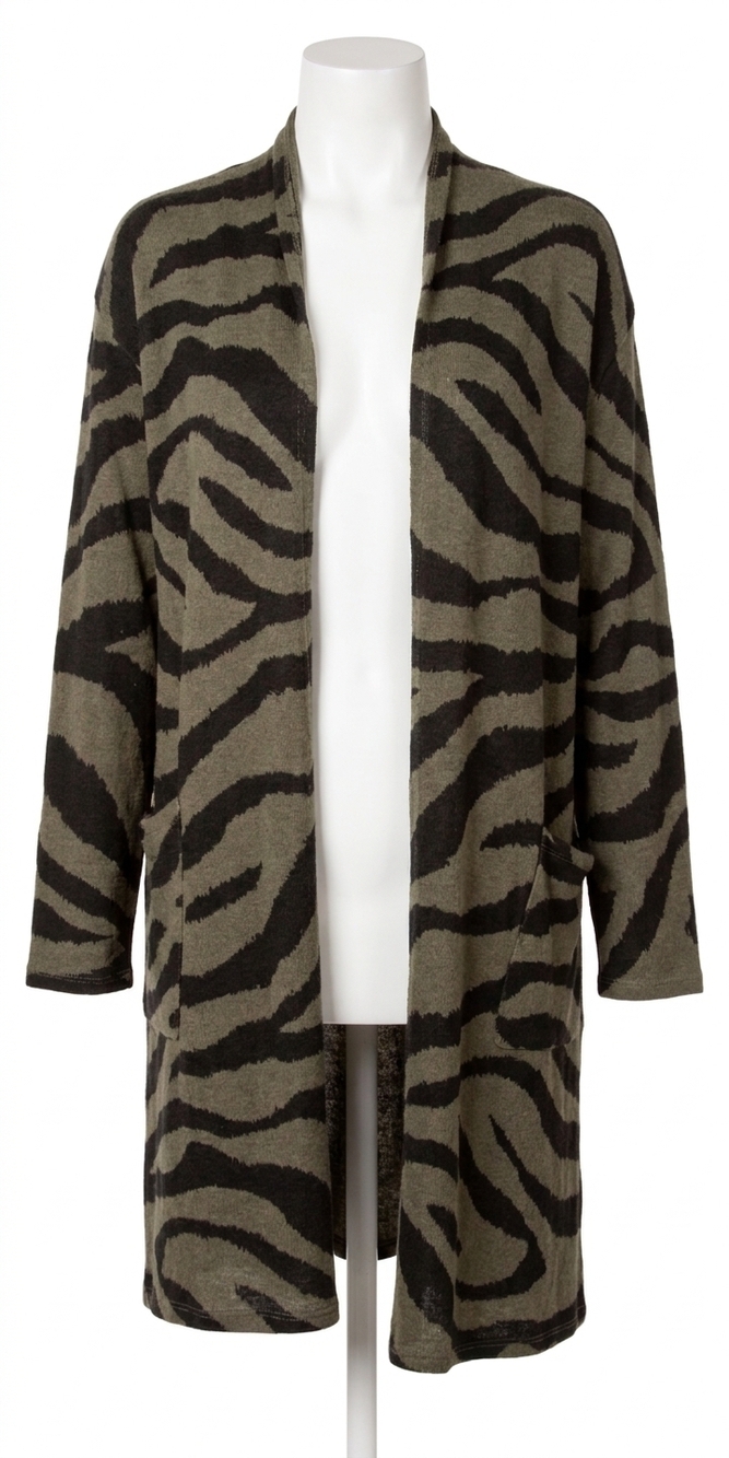 NEW GIGI MODA zebra knit one size cardigan in olive